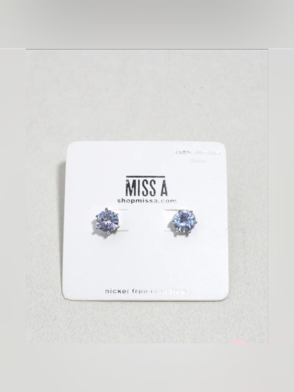 MISS A Crystal Stud Earrings - Light Lavender Sparkle